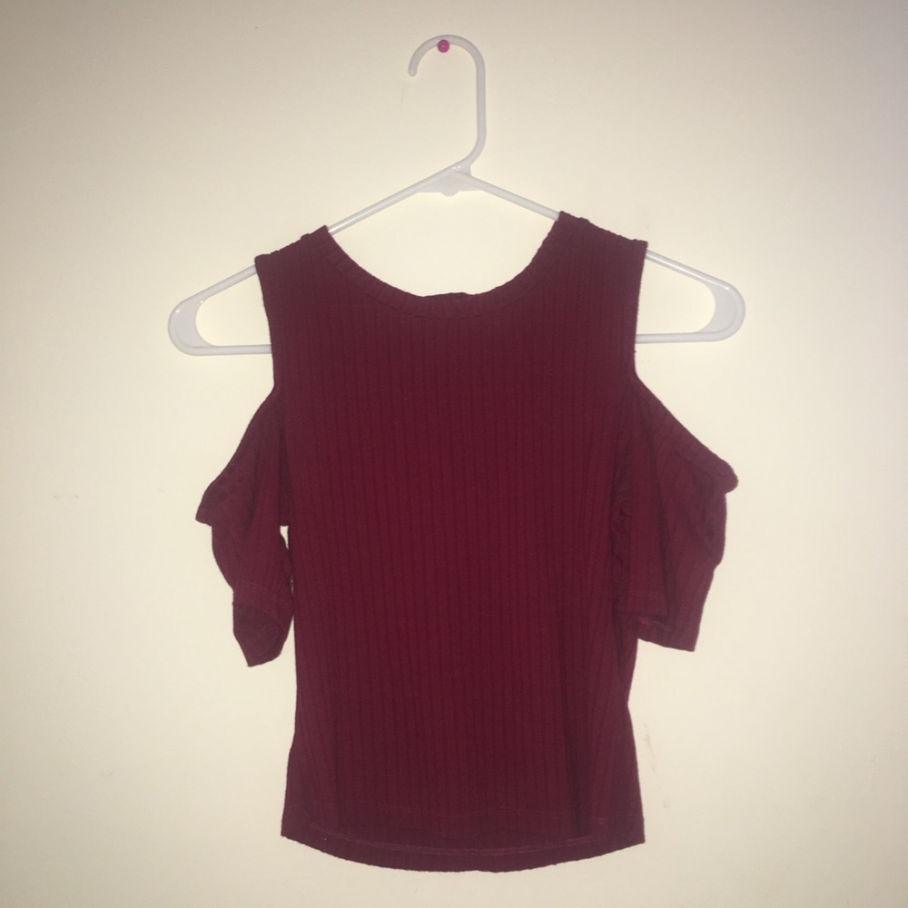 Off the Shoulder Ribbed Red Top